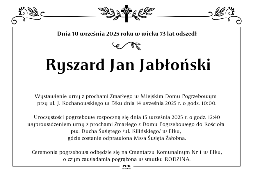 Ryszard Jan Jabłoński - nekrolog